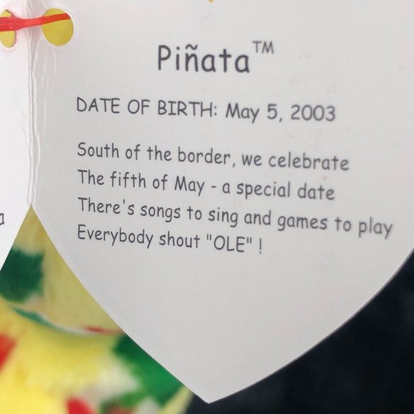 Ty Vintage Beanie Baby Pinata the Bear Plush Rare NEW - Collectible - Picture 8 of 11